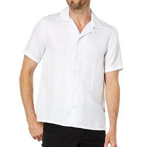 John Varvatos Collection Men's Short Sleeve Danny Camp Collar Shirt White